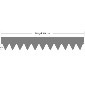 Mått på rabattkant – 114 cm lång och 18 cm hög